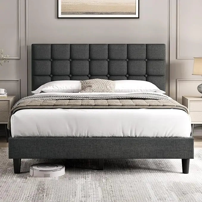 Upholstered Bed Frame, Queen Bed Platform