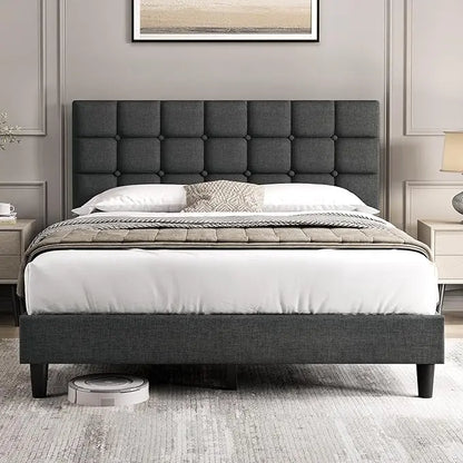 Upholstered Bed Frame, Queen Bed Platform