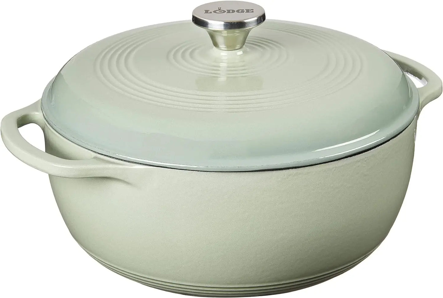 Lodge 6 Quart Enameled Cast Iron Dutch Oven with Lid Dual Handles Oven Safe up to 500° F or on Stovetop Use to Marinate Cook