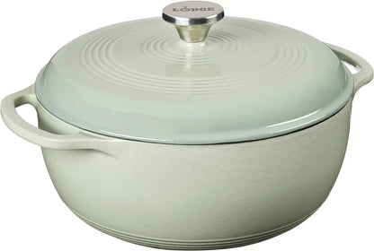 Lodge 6 Quart Enameled Cast Iron Dutch Oven with Lid Dual Handles Oven Safe up to 500° F or on Stovetop Use to Marinate Cook