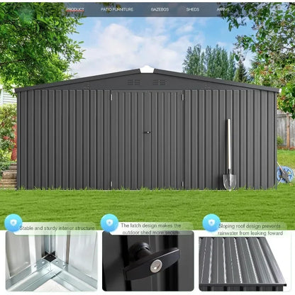 12x14 Outdoor Metal Storage Sheds With Lockable Doors