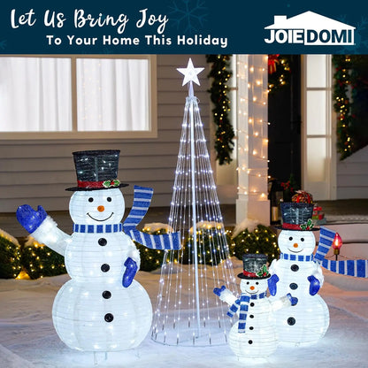 3 Pcs 3D Christmas Collapsible Snowman Yard