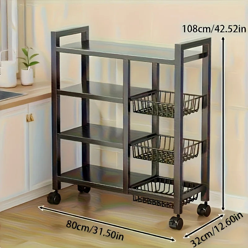 Heavy-Duty 4-Tier Freestanding Shelf with 3 Baskets