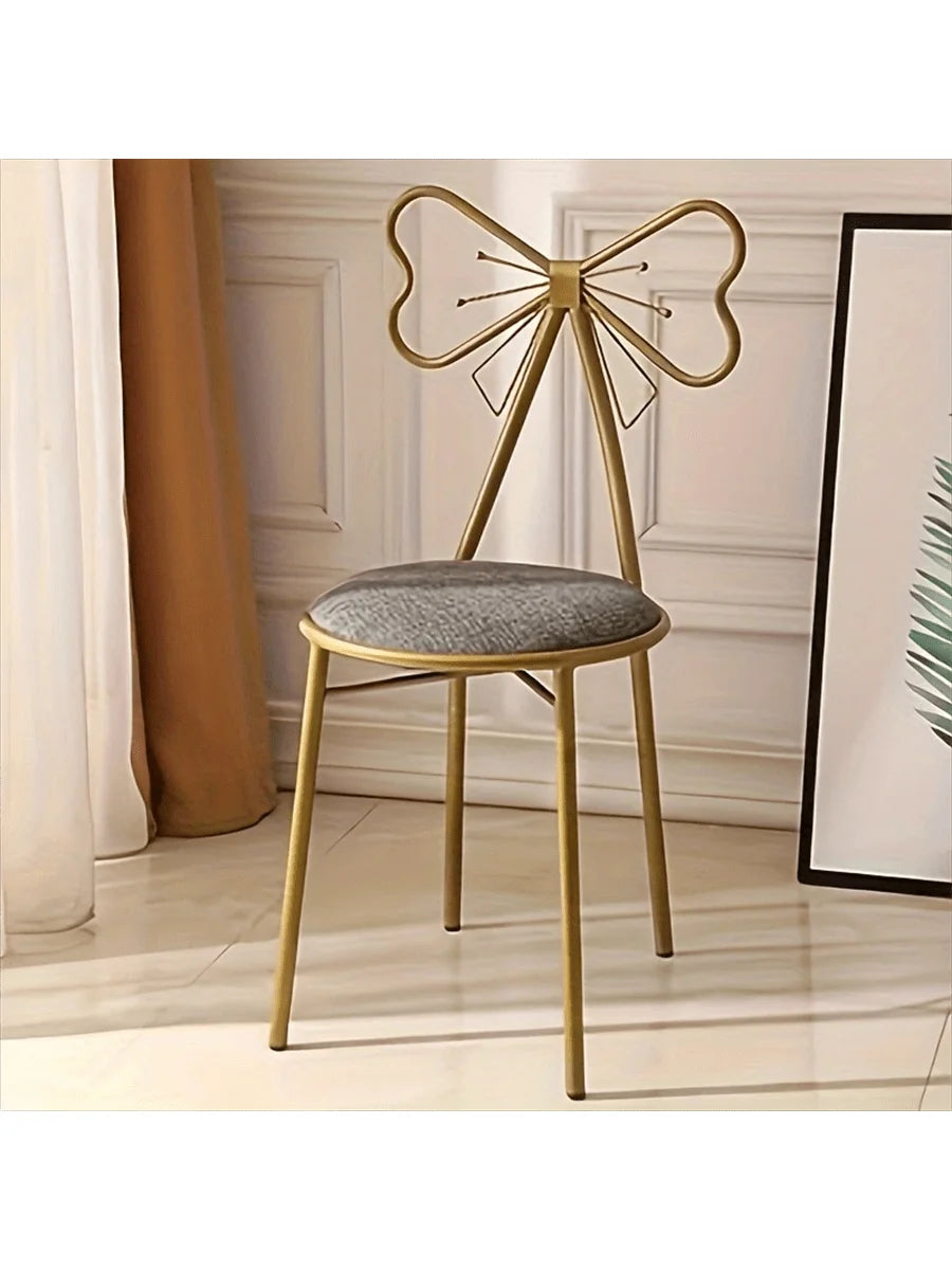Makeup Vanity Girl Chair Stool with Bow Knot