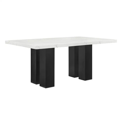 6-Pc Dining Set, White Rectangular Marble Tabletop