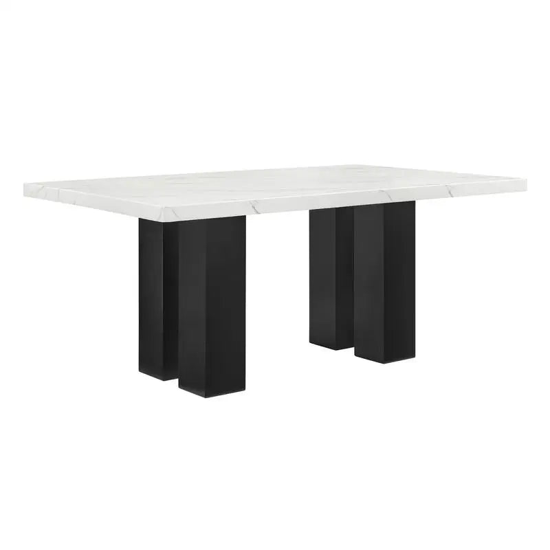 6-Pc Dining Set, White Rectangular Marble Tabletop