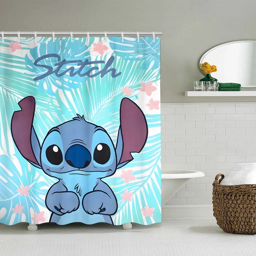 Stitch Bathroom Four-piece Set - Waterproof curtain