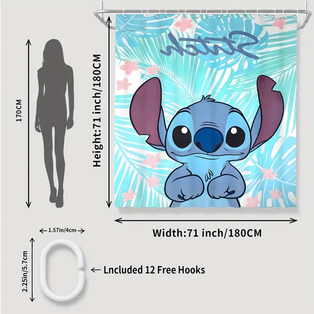 Stitch Bathroom Four-piece Set - Waterproof curtain