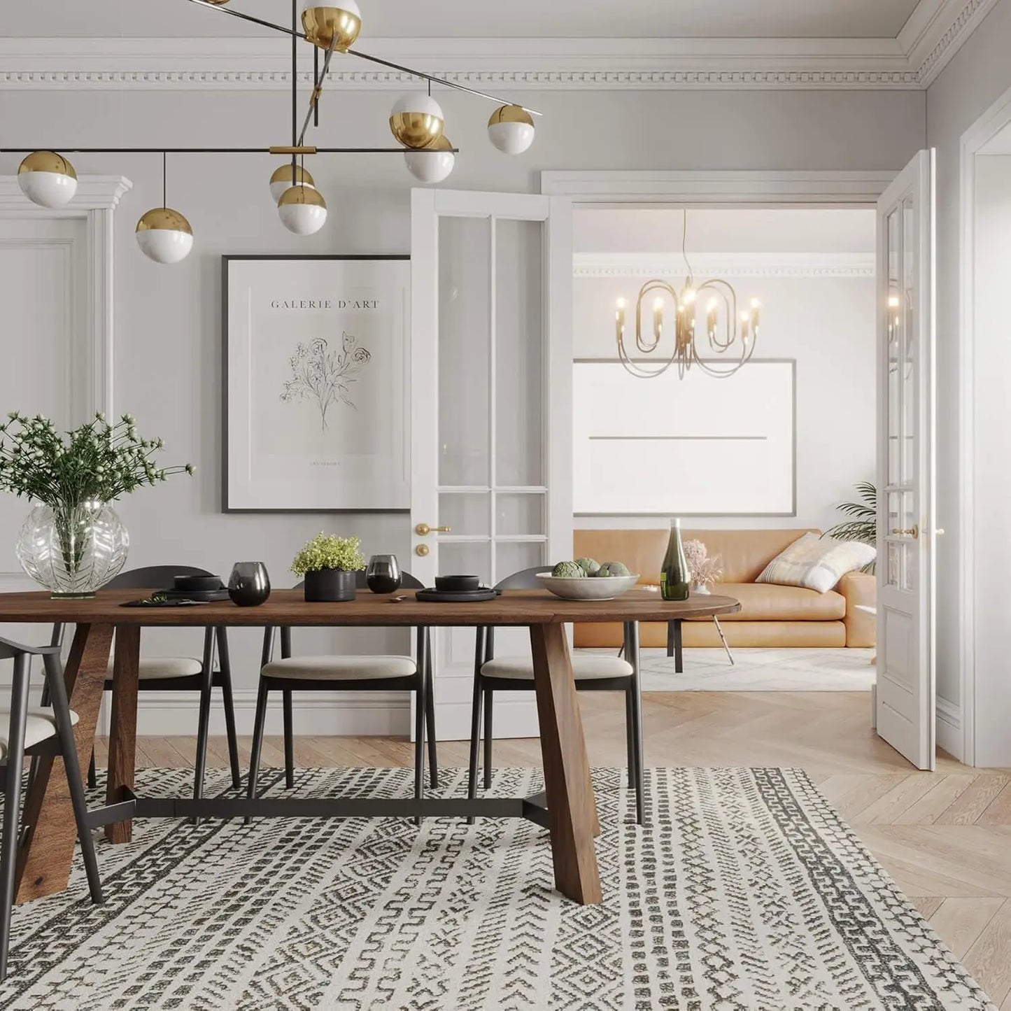 70.86in Rustic Oval Dining Table 6-8 Person