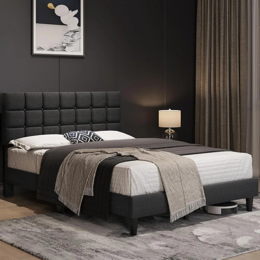 Upholstered Bed Frame, Queen Bed Platform