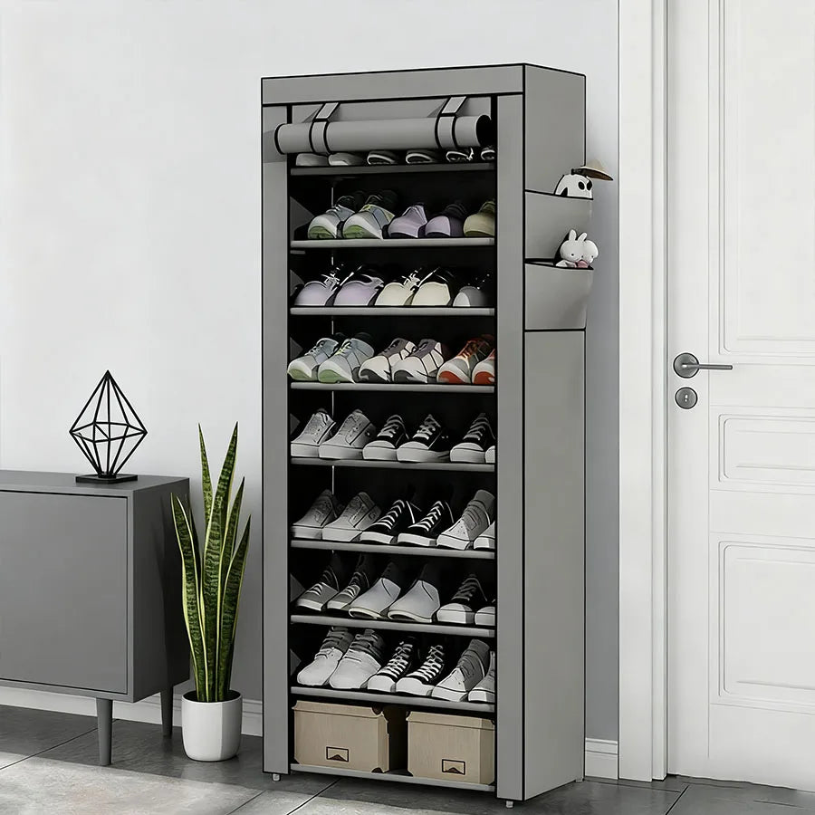 5/8 layer shoe cabinet storage rack with fabric cover