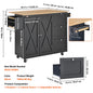 56" Kitchen Island Cart Wood Top Mobile Carts with Storage Cabinet Rolling Table with Spice Rack Towel Adjustable Shelf