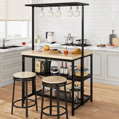 Kitchen Island with Storage, Power Outlet