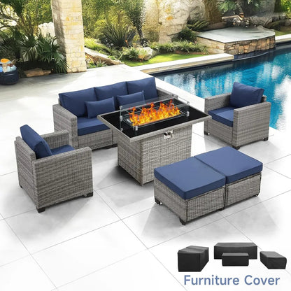 6-Piece Outdoor Patio Set with Fire Pit Table