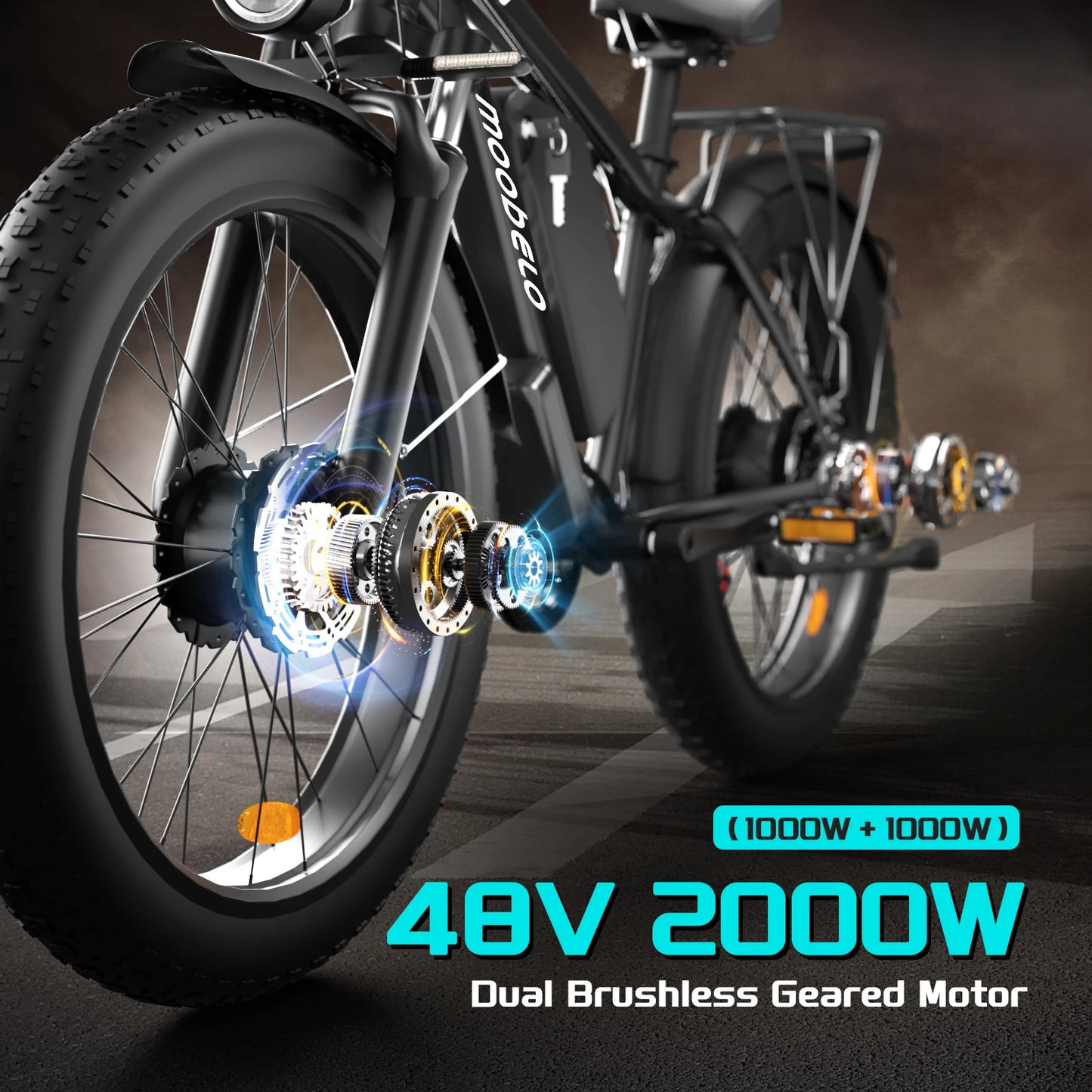 2000W Dual-Motor E-Bike 48V 22.4ah Fat Tires Full Suspension
