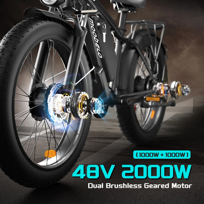 2000W Dual-Motor E-Bike 48V 22.4ah Fat Tires Full Suspension