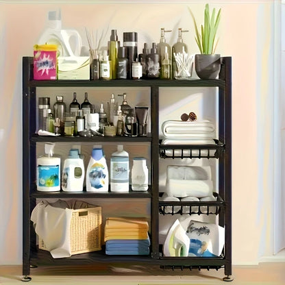 Heavy-Duty 4-Tier Freestanding Shelf with 3 Baskets