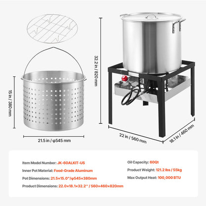 100Qt Seafood Boiling Kit with Strainer Cooking Set