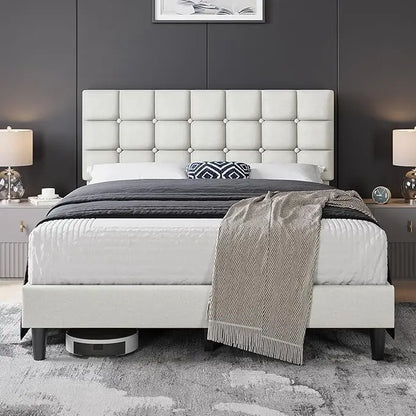 Upholstered Bed Frame, Queen Bed Platform