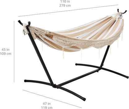 Double Hammock with Steel Stand and Carrying Case