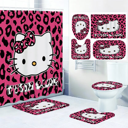 Hello Kitty Bathroom Four-Piece Set Waterproof Shower Curtain, creating a complete bathroom kit