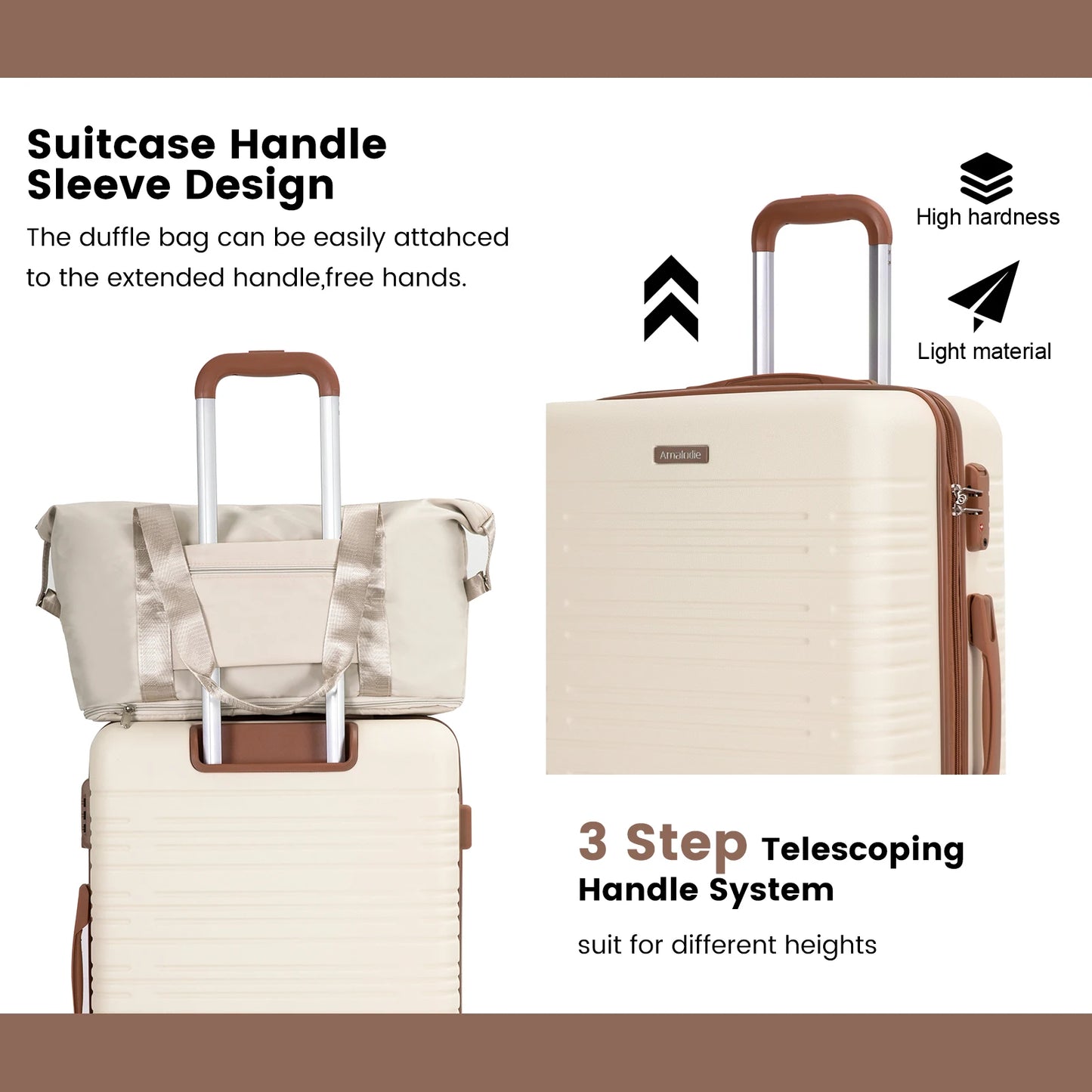 Luggage Sets 3-Piece Suitcases with Double Spinner Wheels