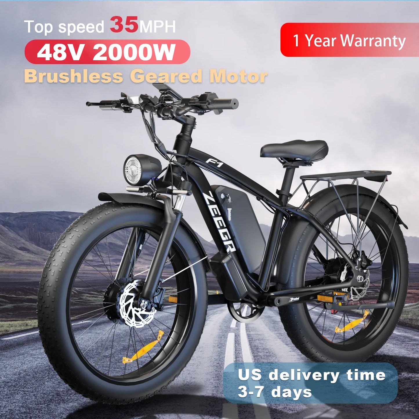 2000W Dual-Motor E-Bike 48V 22.4ah Fat Tires Full Suspension