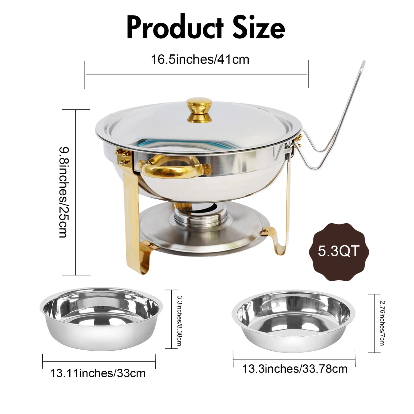 5QT Chafing Dish Buffet Set Stainless Steel