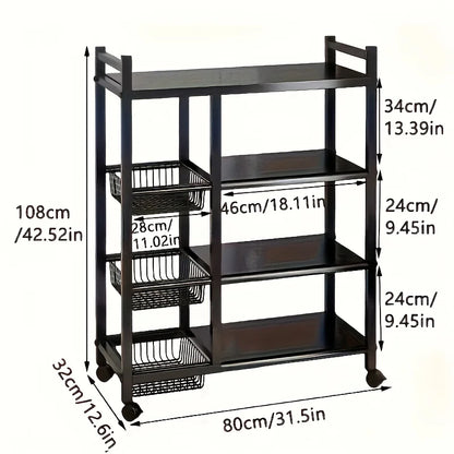 Heavy-Duty 4-Tier Freestanding Shelf with 3 Baskets