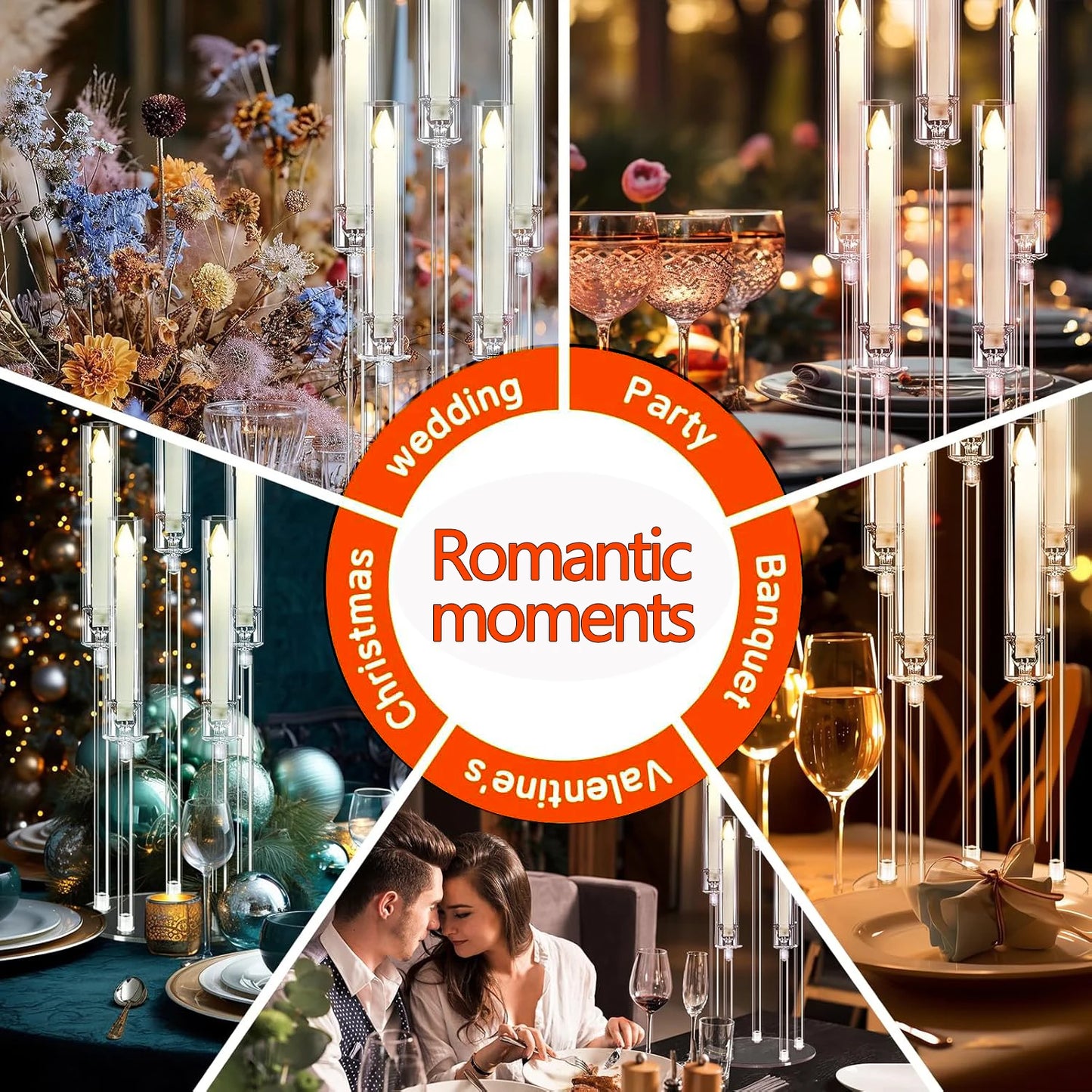 2/4/6/8/10pcs Acrylic Candelabra Centerpieces 5 Arm Candlesticks