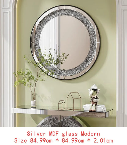 3C Shaped Crushed Diamond Hallway Table Mirrored Center