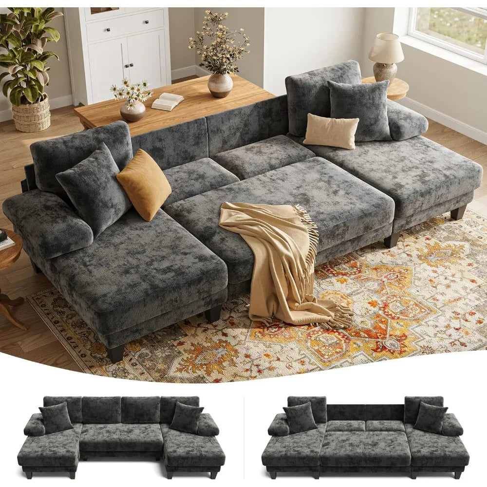 U-Shaped Sleeper Sofa with Pull Out Couch Bed