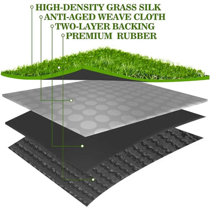 Artificial Turf 10 ft x 16 ft with Drainage, 1.38 Inch Realistic Fake Grass Rug Indoor Outdoor Lawn Landscape for Garden