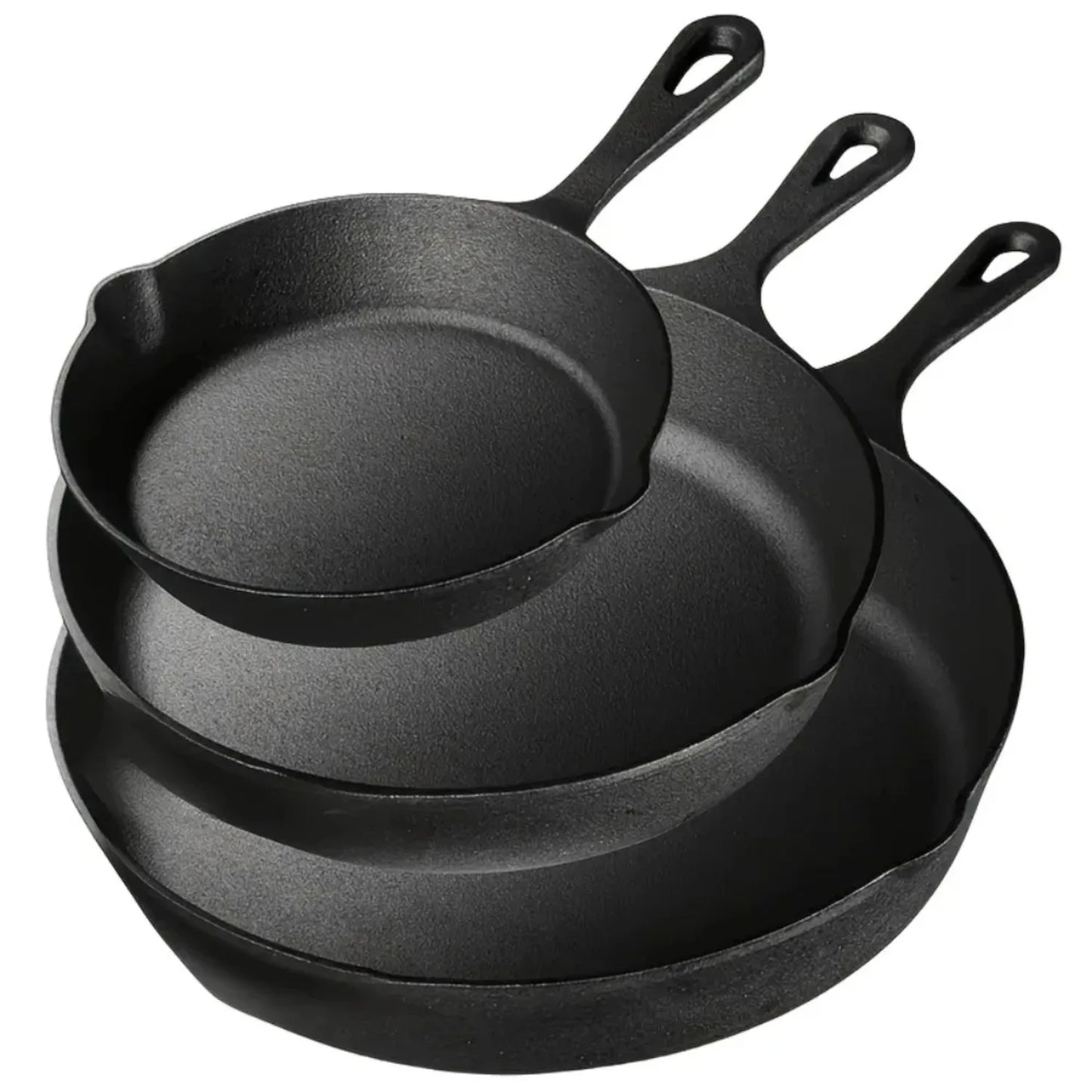 3PCS Cast Iron Skillet Set (6/8/10 Inch) – Pre-Seasoned