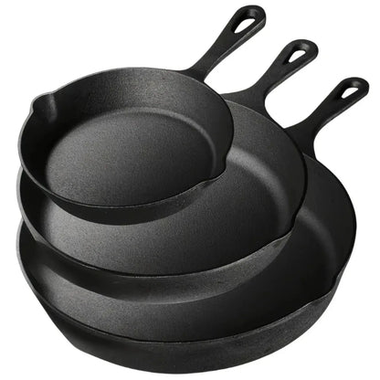 3PCS Cast Iron Skillet Set (6/8/10 Inch) – Pre-Seasoned