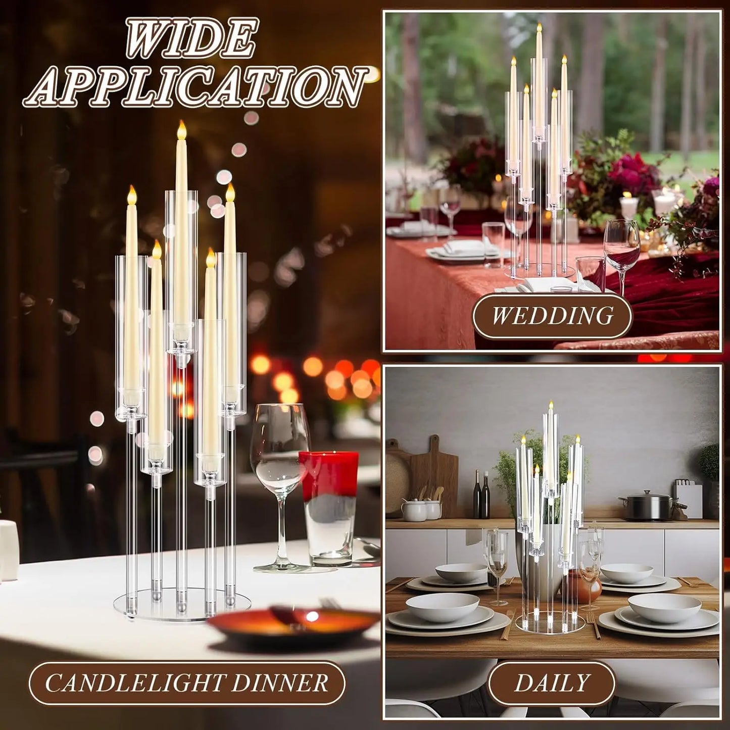 2/4/6/8/10pcs Acrylic Candelabra Centerpieces 5 Arm Candlesticks