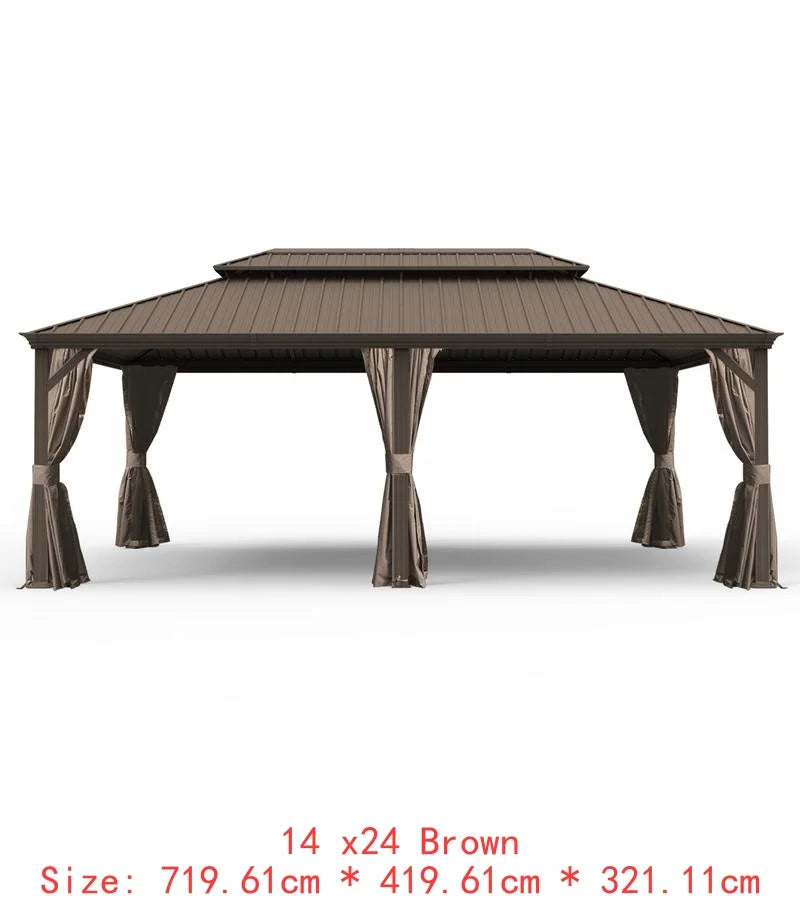 14x24 Hardtop Gazebo, Upgraded Metal Canopy with Drainage