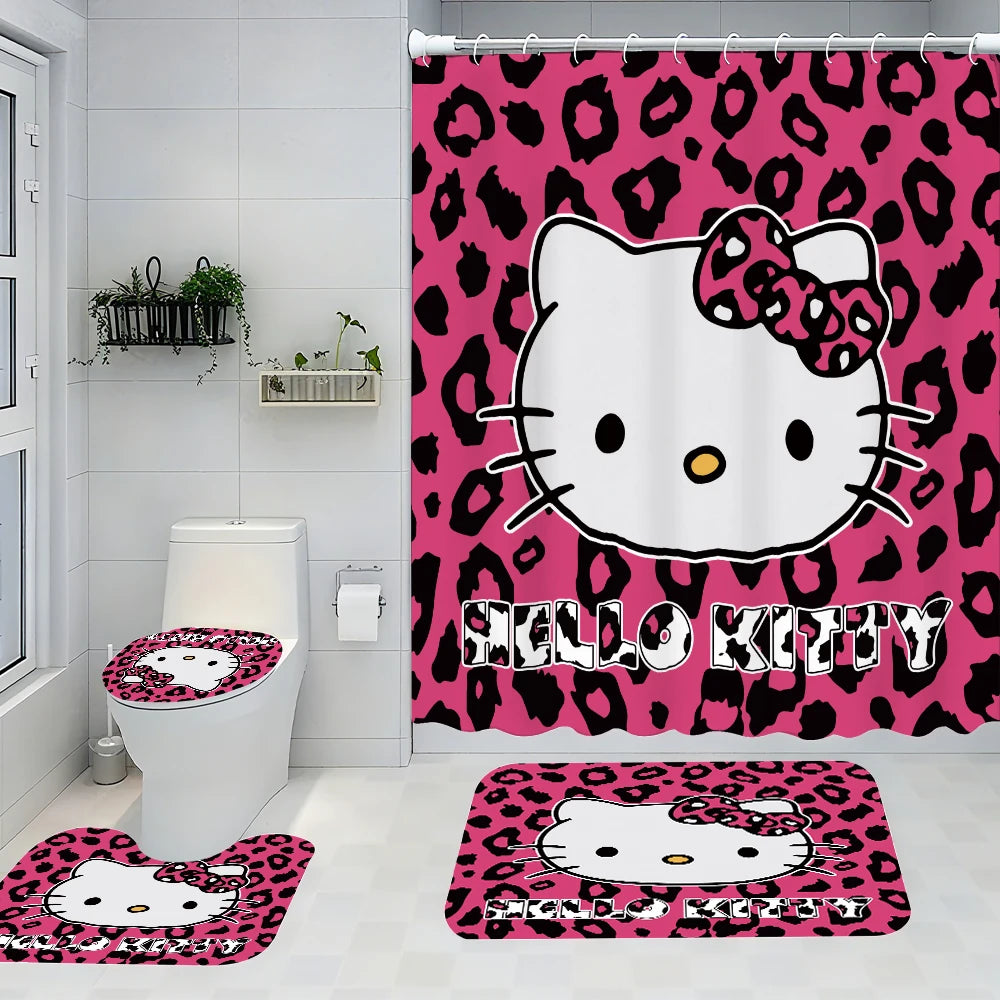 Hello Kitty Bathroom Four-Piece Set Waterproof Shower Curtain, creating a complete bathroom kit
