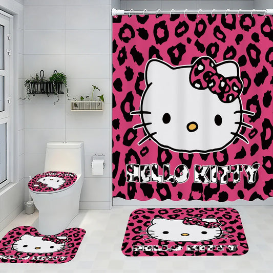 Hello Kitty Bathroom Four-Piece Set Waterproof Shower Curtain, creating a complete bathroom kit