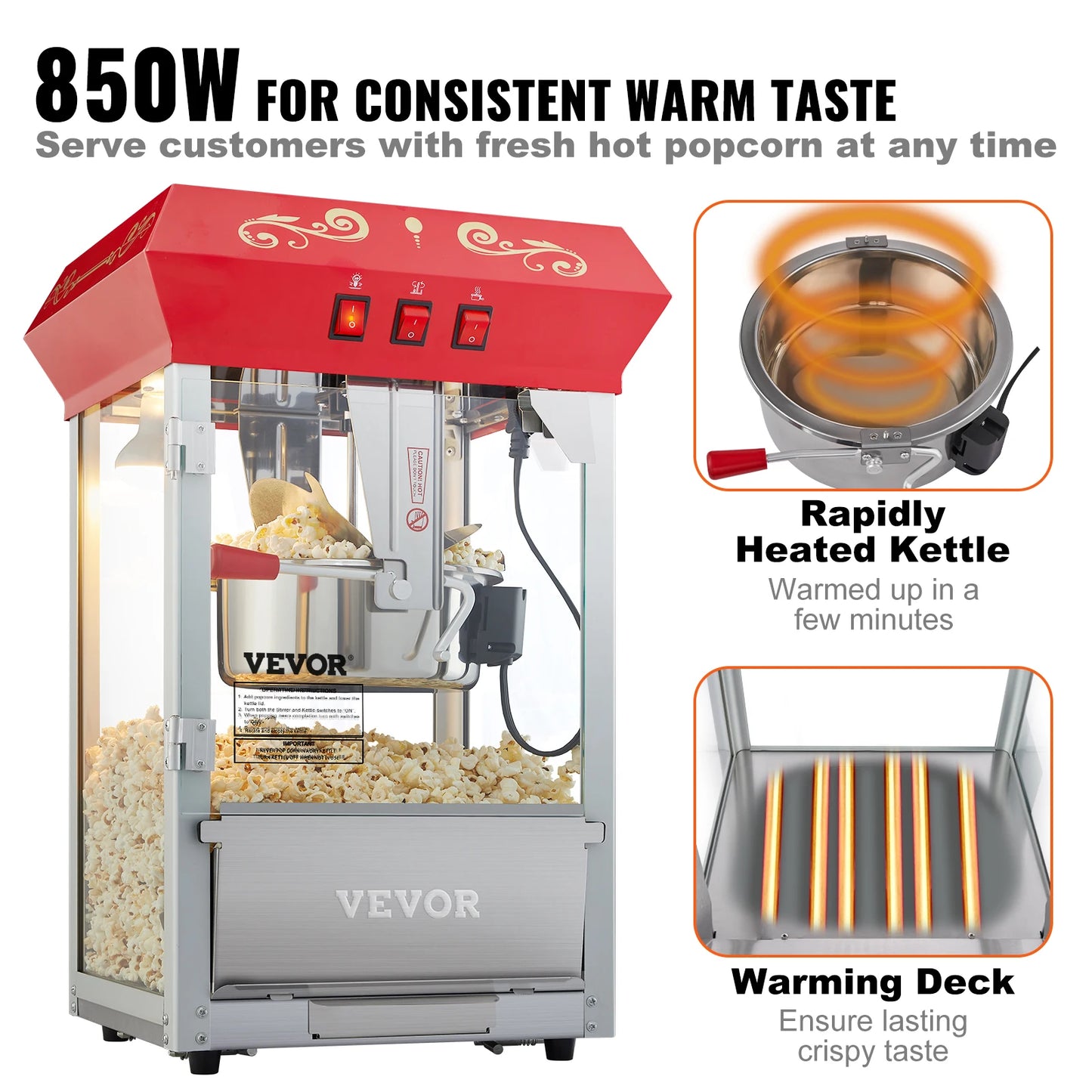8/12Oz Electric Popcorn Maker Commercial Popper Machine
