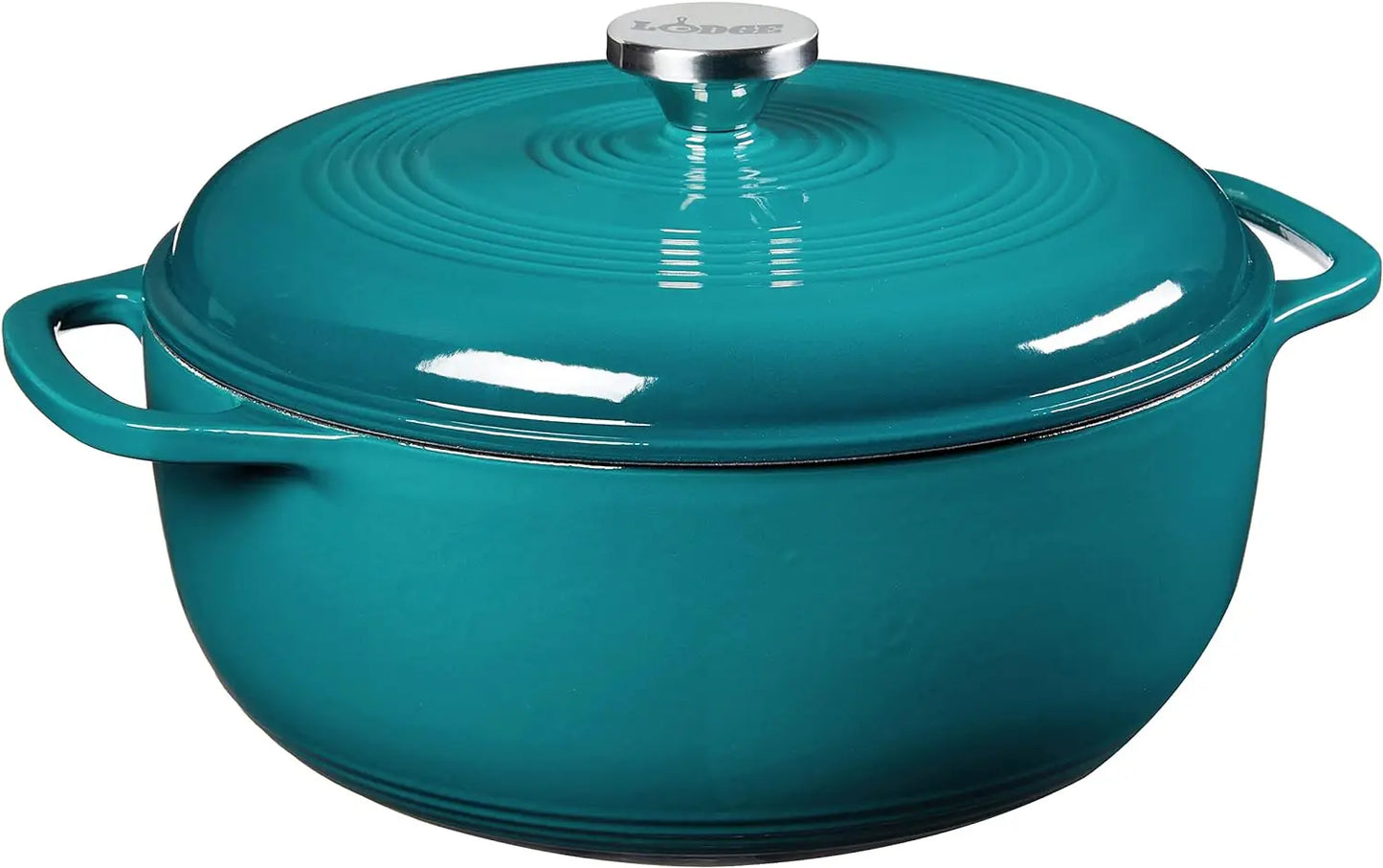 Lodge 6 Quart Enameled Cast Iron Dutch Oven with Lid Dual Handles Oven Safe up to 500° F or on Stovetop Use to Marinate Cook