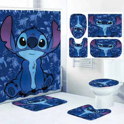 Stitch Bathroom Four-piece Set - Waterproof Shower Curtain