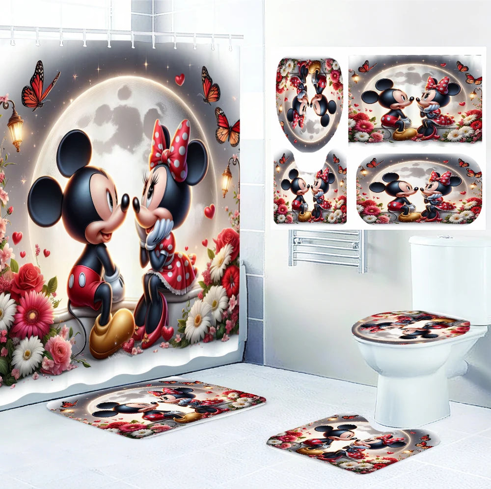 Mickey Mouse Bathroom Four-piece Set -  Waterproof Shower Curtain