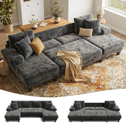 U-Shaped Sleeper Sofa with Pull Out Couch Bed