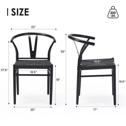Wood Wishbone Dining Room Chairs Set of 2