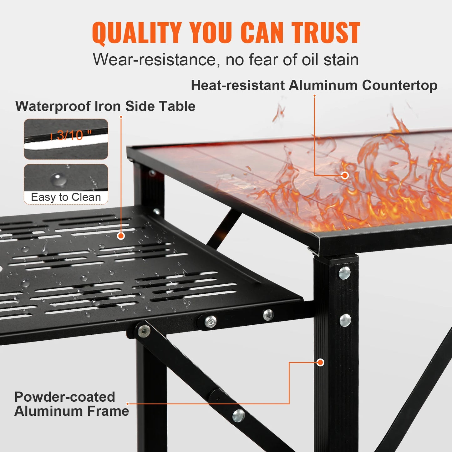 Camping Kitchen Table with Sink Aluminum Folding Portable