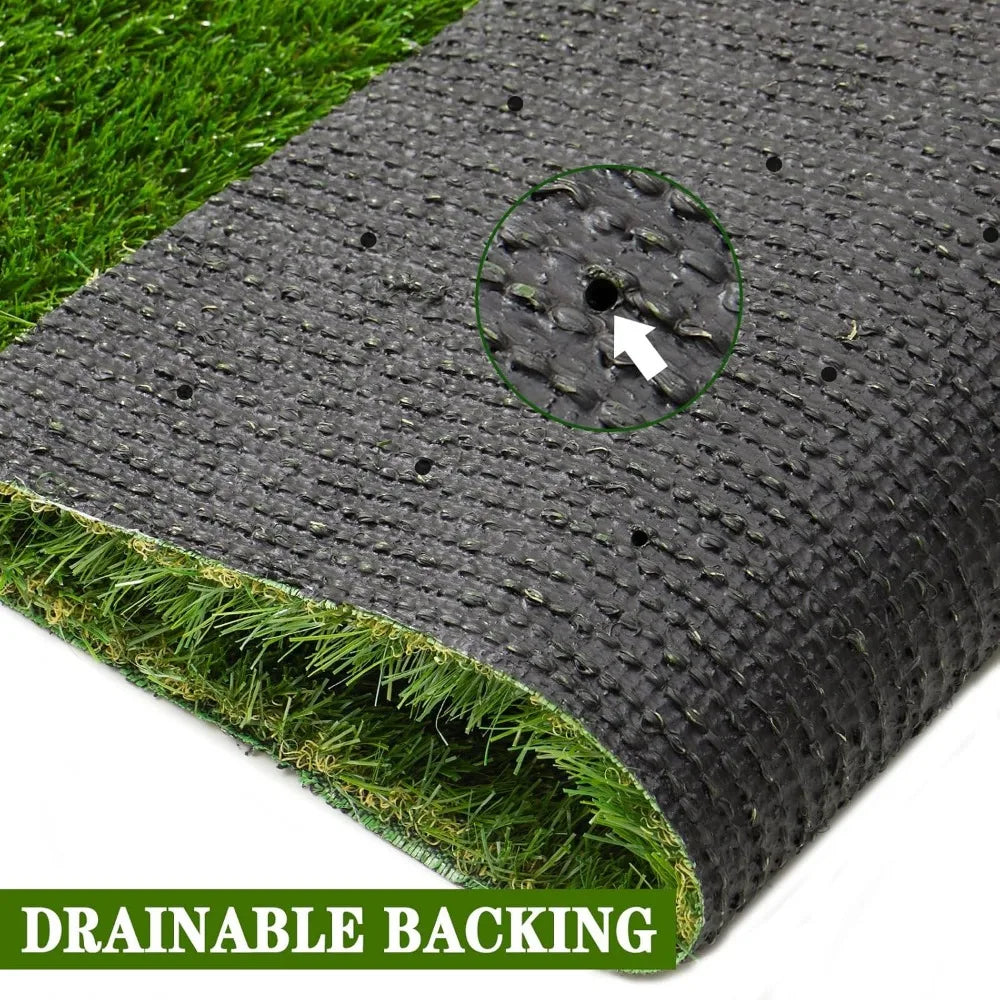 Artificial Turf 10 ft x 16 ft with Drainage, 1.38 Inch Realistic Fake Grass Rug Indoor Outdoor Lawn Landscape for Garden