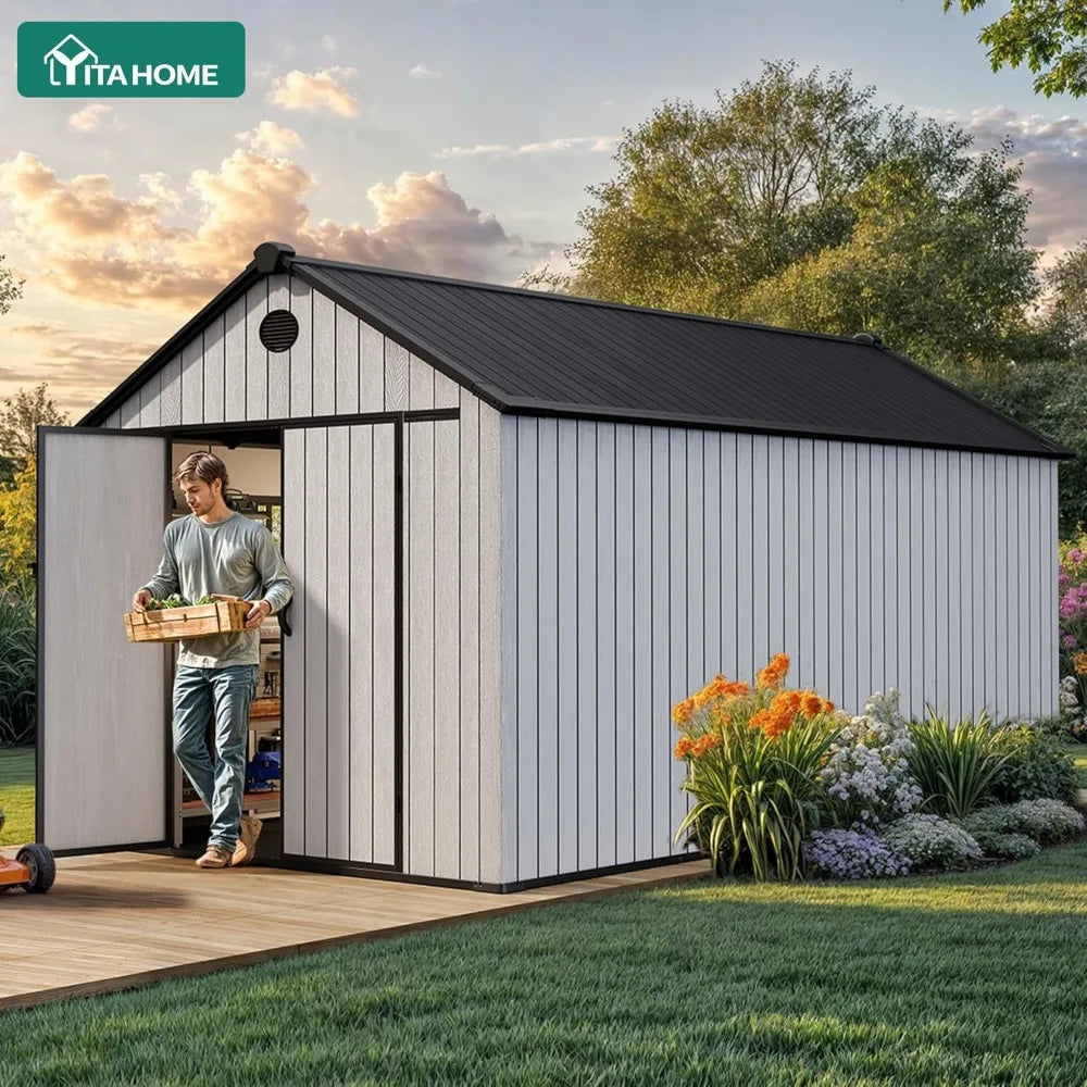 8x16 FT Waterproof Outdoor Storage Shed with Floor