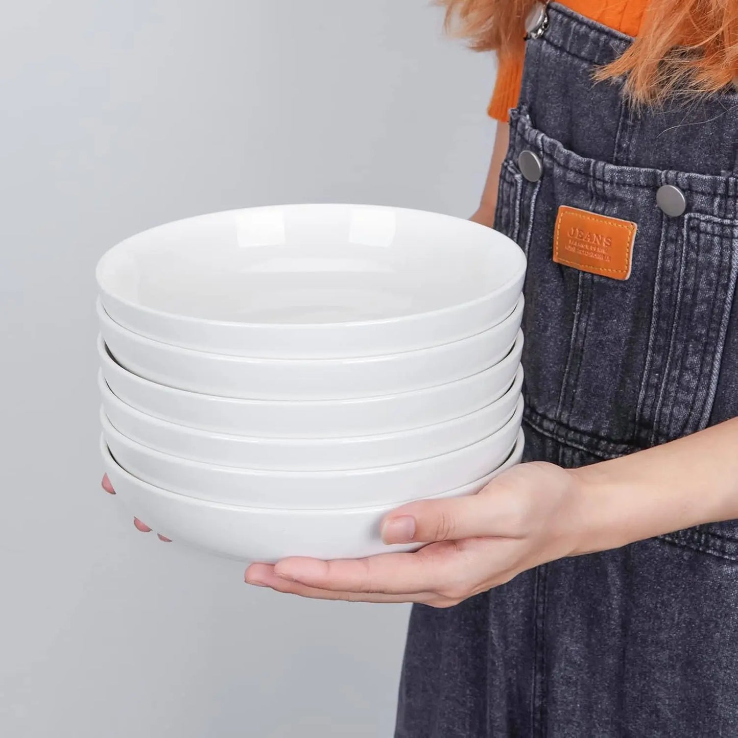 6 Pack Ceramic Large Capacity Bowls