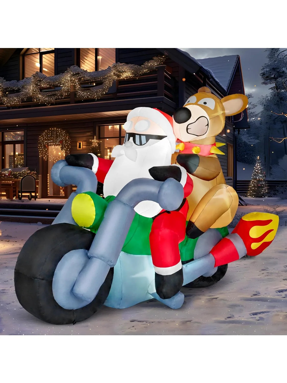 7 FT Christmas Decorations Santa Riding Motorcycle